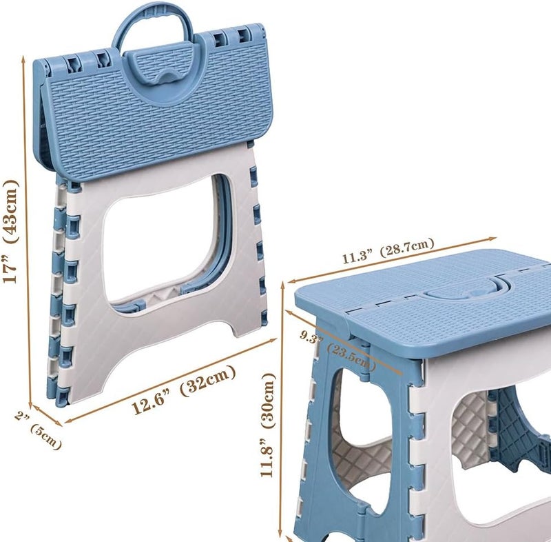 UoeRing 2-Pack Plastic Folding Stool, Portable and Hanging. Non Slip Folding Stools,12inches,30cm(Light Blue) - Image 4